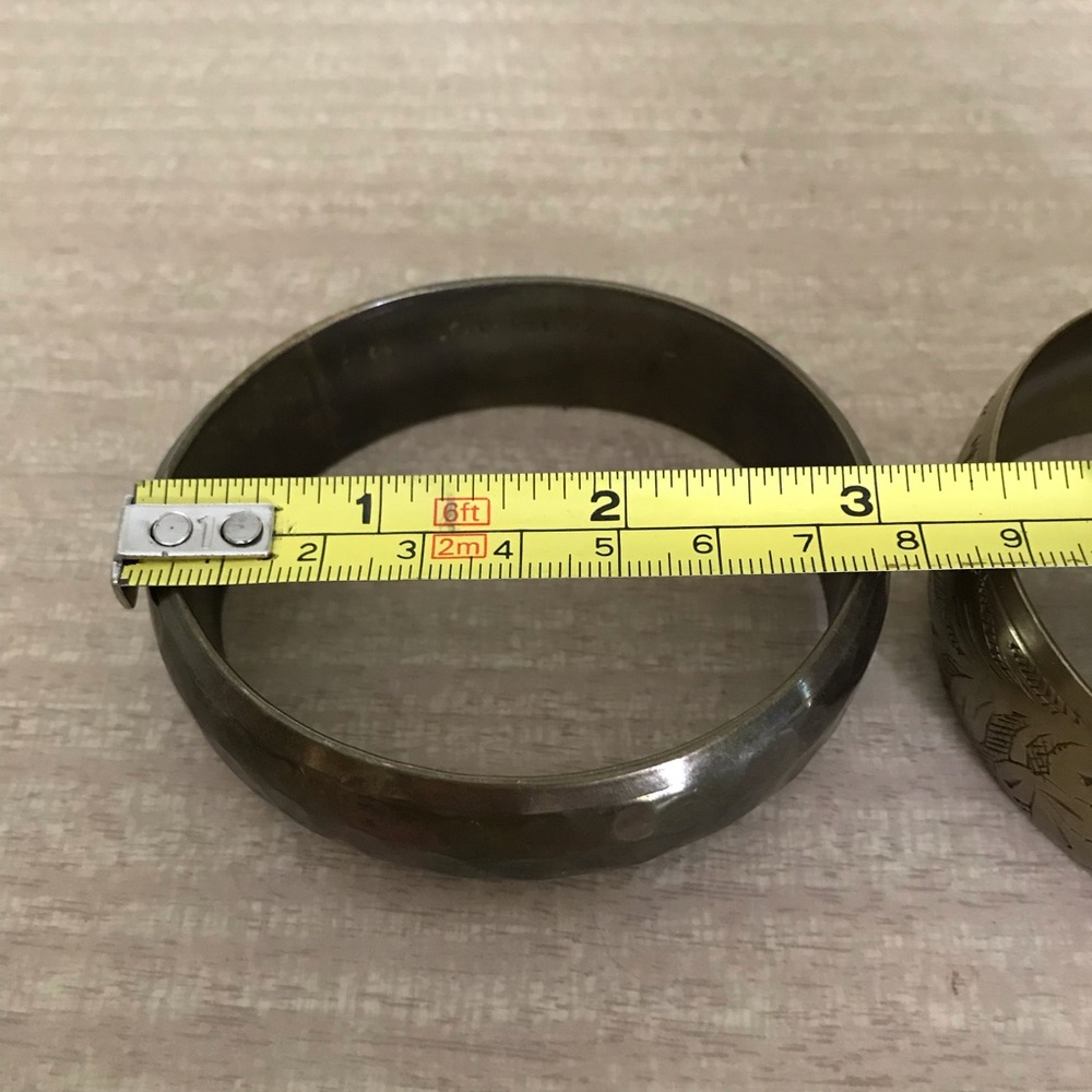 Vintage Brass Bangle Bracelets Set - image 7